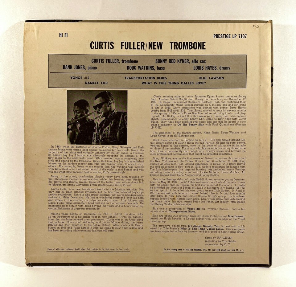 Curtis Fuller - New Trombone (LP, Album, Mono)